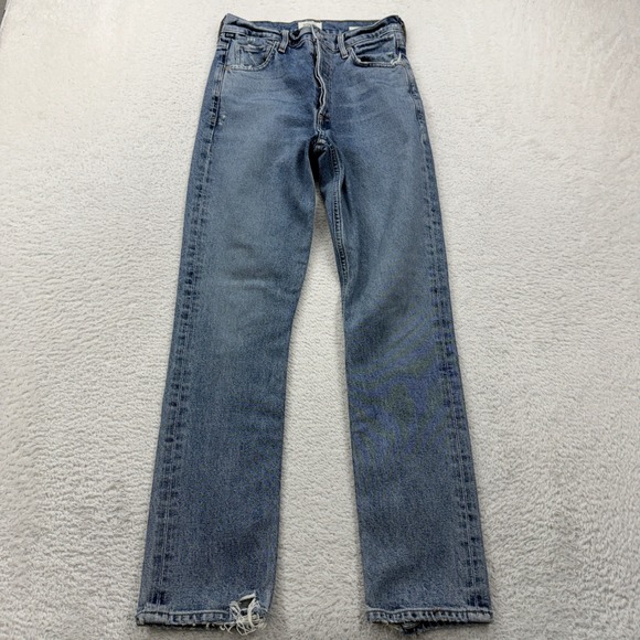 Citizens Of Humanity Denim - Citizens of Humanity Charlotte High Rise Straight Leg Jeans Blue 25 Distressed